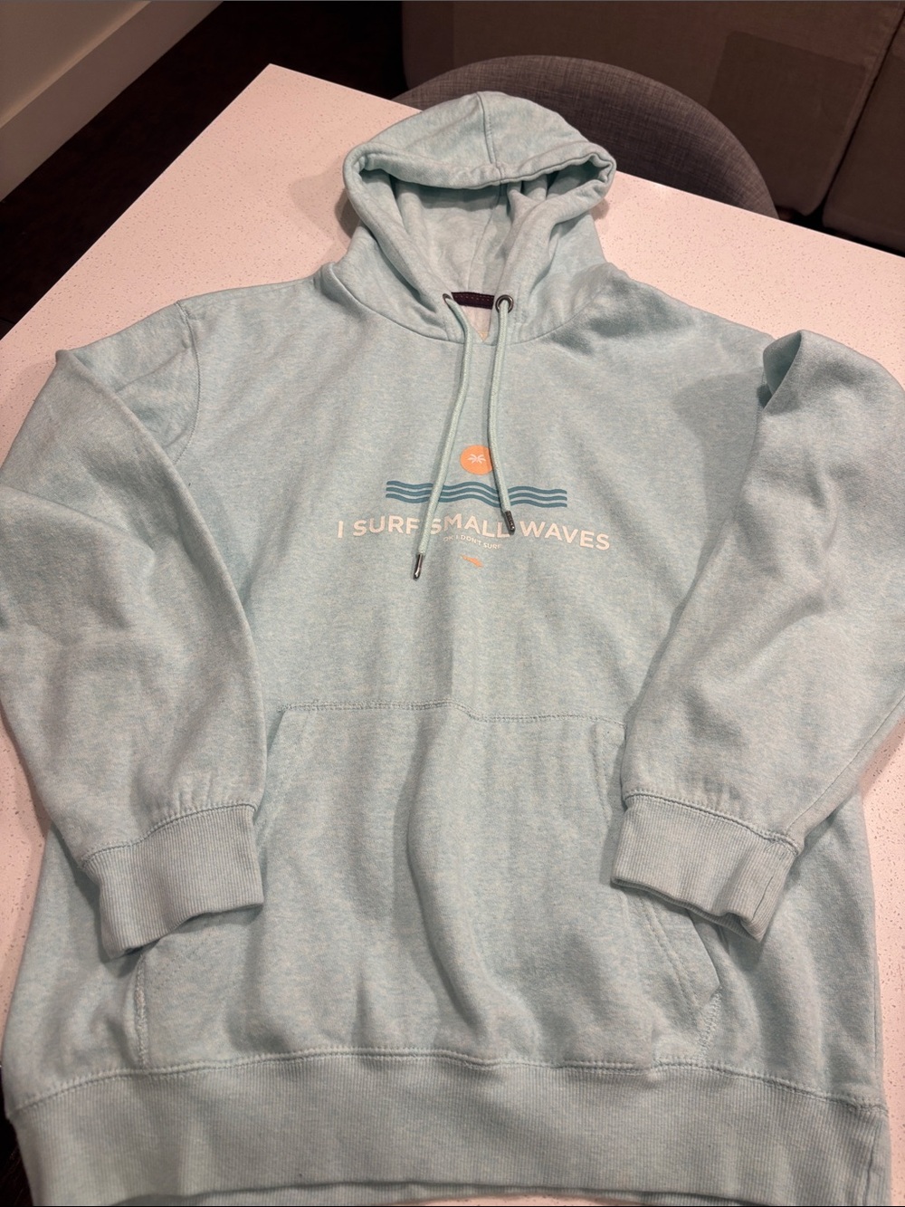 Ripping Mint Green Graphic Hoodie "I Surf Small Waves" Size XL